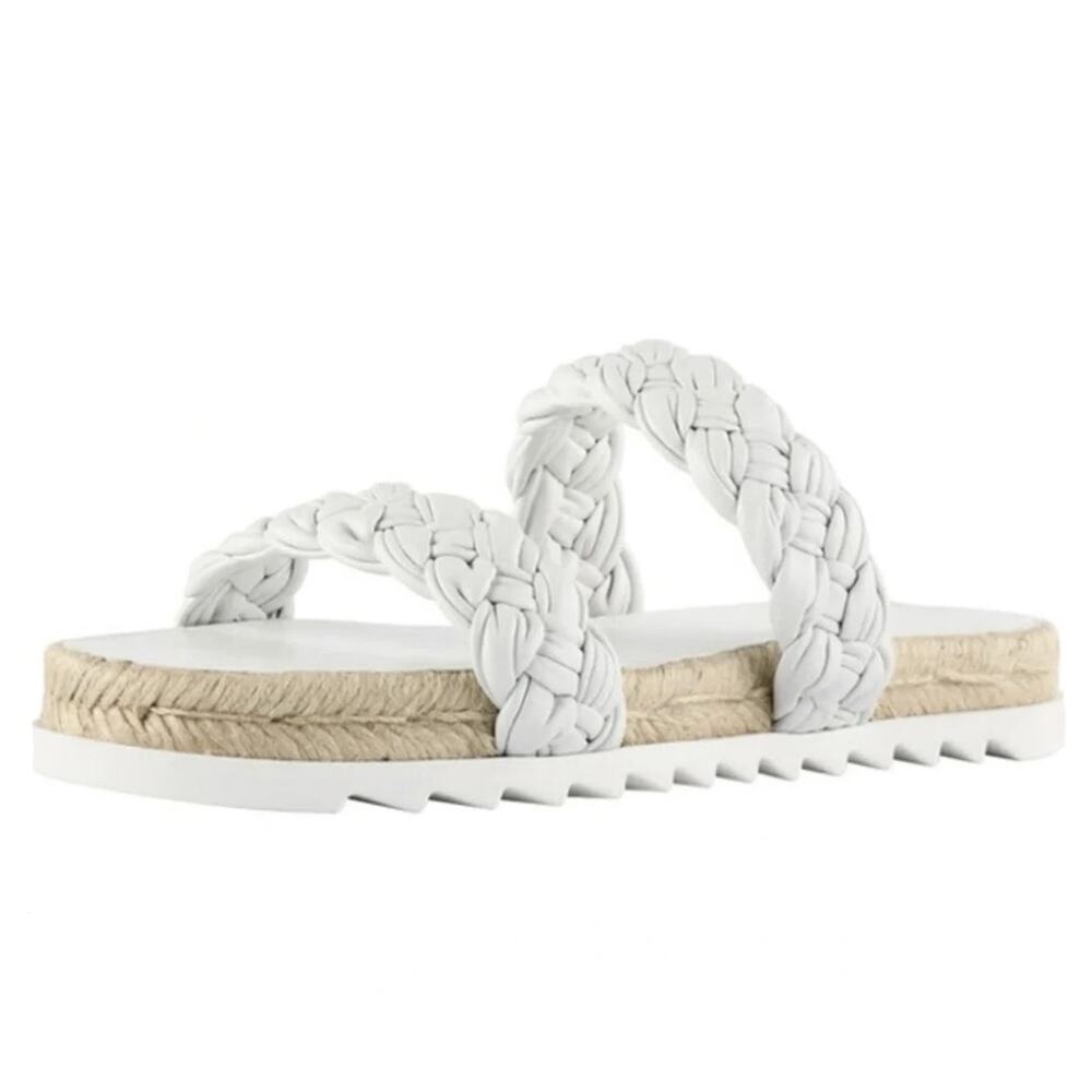 Marc Fisher White Jaimee Braided Espadrille Sandals Size 8